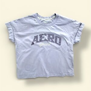 Aero Sport Purple Short Sleeve Rhinestone Logo Tee M